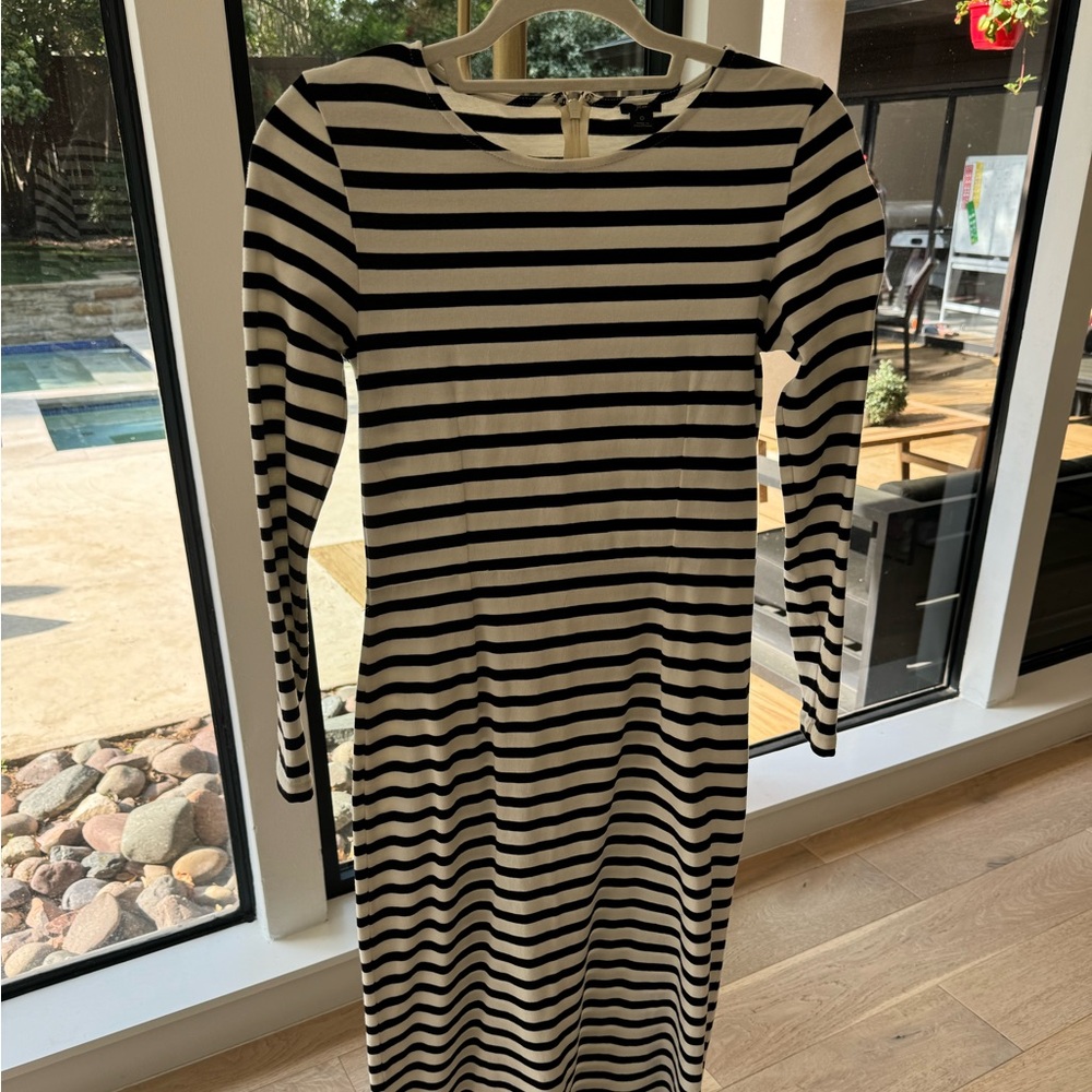 Striped Black and White Long Sleeve Dress